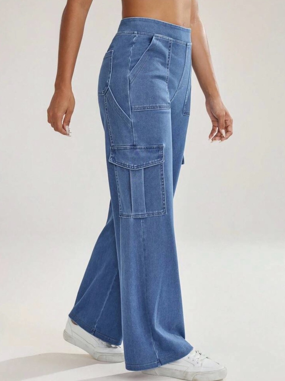 Source Unknown Blue Wide-Leg Cargo Jeans